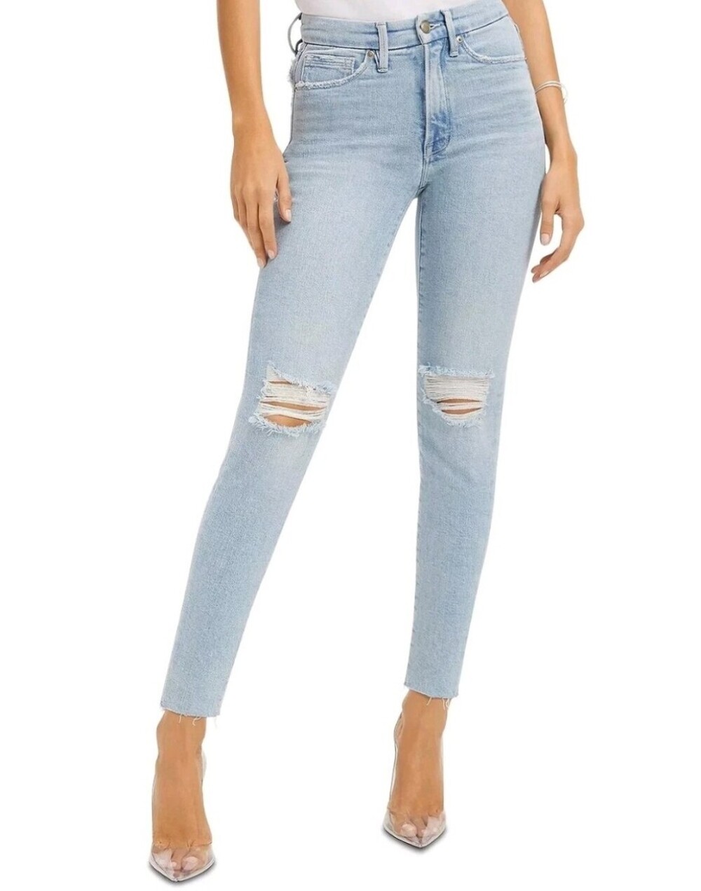 Good American Good Legs Always Fit Distressed Skinny Jeans 6-12 - Picture 6 of 7